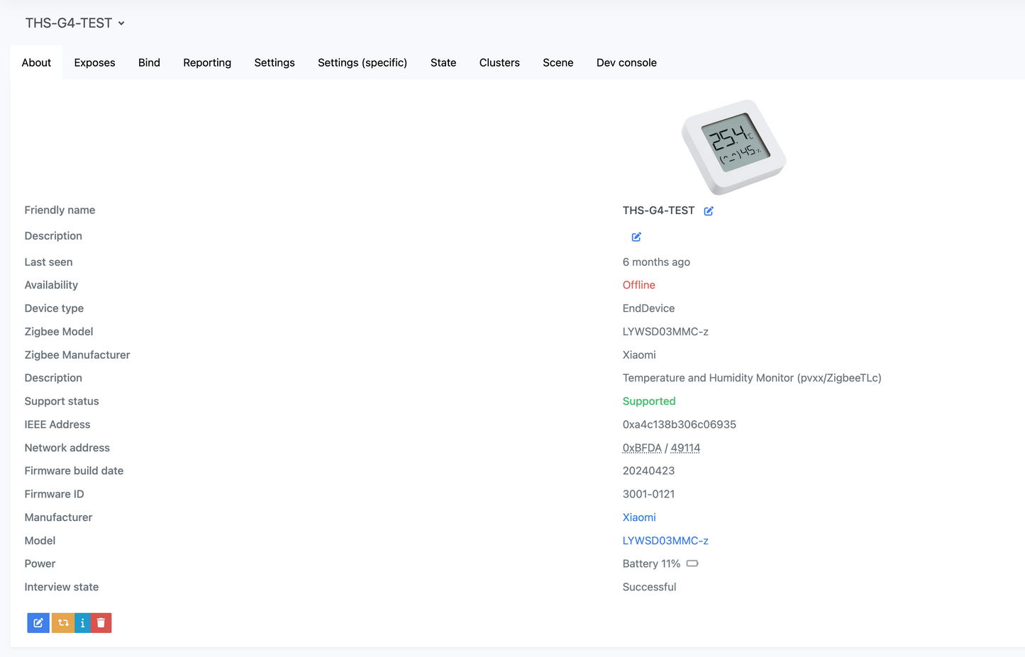 THS-G4 Mod temperature and humidity sensor For Z2M And ZHA(LYWSD03MMC + ZigbeeTLC)